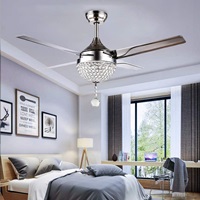 Tropicalfan Crystal Modern Ceiling Fan Remote Control Home Decoration Living Room Fans Chandeliers