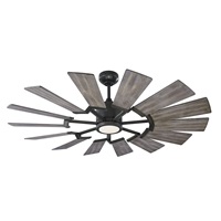 Monte Carlo 14PRR52AGPD Prairie II Windmill Energy Star 52 Outdoor Ceiling Fan with LED Light and Hand Remote Control, 14 Wood Blades, Aged Pewter