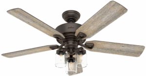 Hunter Indoor Ceiling Fan, with remote control - Devon Park 52 inch, Onyx Bengal, 54201