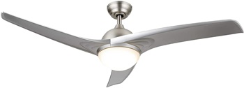 CO-Z 52’’ Modern Ceiling Fan with Lights and Remote, Contemporary Ceiling Fans Brushed Nickel Memory, Indoor LED Ceiling fan for Kitchen Bedroom Living Room, 3 Reversible ABS Blades in Brushed Nickel
