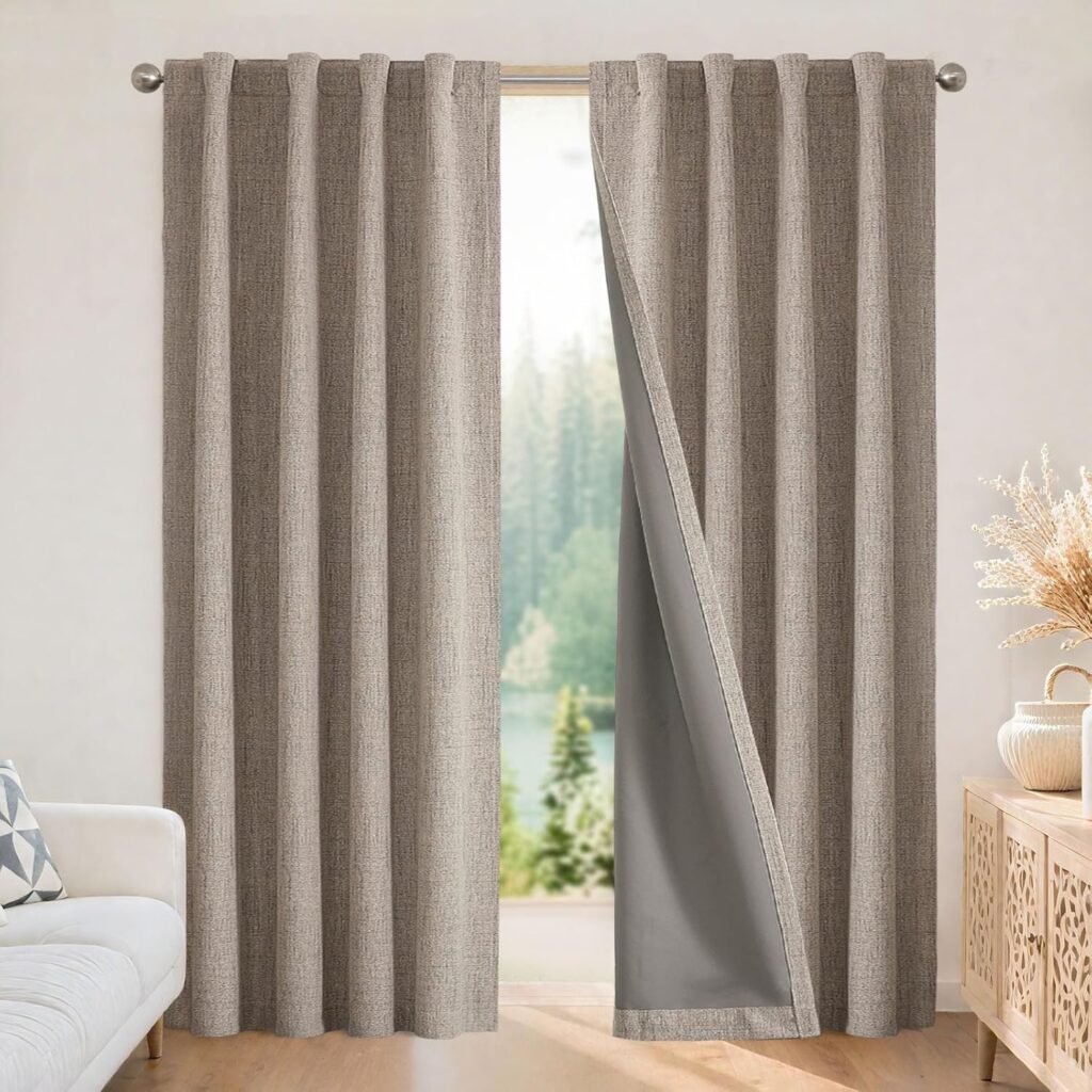 Joydeco Blackout Curtains — Nature Linen 84 Inch 2 Panels