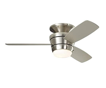 Harbor Breeze Mazon 44-in Brushed Nickel Flush Mount Indoor Ceiling Fan with Light Kit and Remote