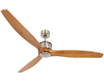 Lucci Air 210506010 Akmani DC Ceiling Fan, 60 Inch, Brushed Chrome with Solid Wood Teak Colored Blades