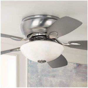 44 Casa Habitat Modern Hugger Low Profile Ceiling Fan with Light LED Brushed Nickel Reversible Silver White Blades Frosted Glass for Living Room Kitchen Bedroom Family Dining - Casa Vieja