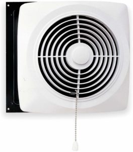 Broan-Nutone 506 Chain-Operated Ventilation Fan, Plastic White Square Exhaust Fan, 7.5 Sones, 430 CFM, 10 inches