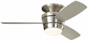 Harbor Breeze Mazon 44-in Brushed Nickel Flush Mount Indoor Ceiling Fan with Light Kit and Remote (3-Blade)
