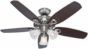 Hunter Fan Company 52106 Hunter Builder Indoor ceiling Fan with LED Light and Pull Chain Control, 42-inch, Brushed Nickel