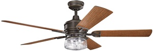 Kichler 310140OZ, Lyndon Patio Olde Bronze 60inch Outdoor Ceiling Fan with Light & Wall Control