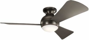 Kichler 330151OZ Sola 44 Inches Outdoor Hugger Ceiling Fan with LED Light and Wall Control, Olde Bronze