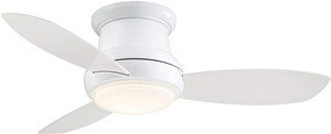 Minka-Aire F518L-WH, Concept II LED White Flush Mount 44 Ceiling Fan with Light & Remote Control