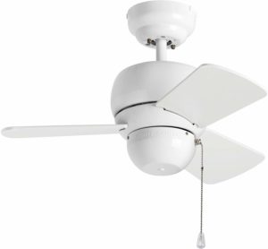 Monte Carlo 3TF24WH Micro 24 Inches Outdoor Indoor Ceiling Fan with Pull Chain for Closets Hallways Utility Rooms, 4 Blades, White