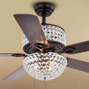 Warehouse of Tiffany CFL-8170BL Laure Crystal 6-Light 52-inch Ceiling Fan