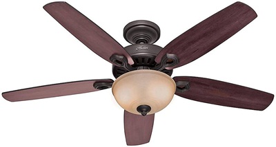HUNTER 53091 Builder Deluxe Indoor Ceiling Fan with LED Light and Pull Chain Control, 52 Inch , New Bronze