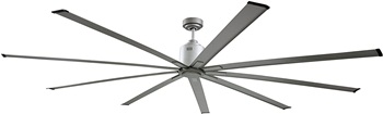 Big Air 96 inch Industrial Indoor Outdoor Ceiling Fan, 6 Speed with Remote, Silver