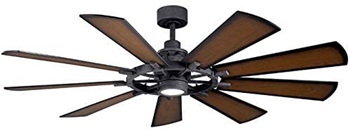 Kichler 300265DBK Gentry 65inch Ceiling Fan with LED Lights and Wall Control, Distressed Black