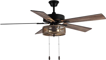 River of Goods 52 Inch Width Farmhouse LED Ceiling Fan, Brown