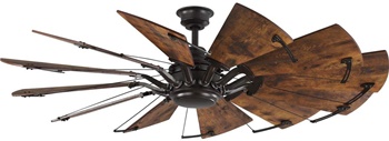 Springer Collection 60-Inch 12-Blade Distressed Walnut Coastal Windmill Ceiling Fan