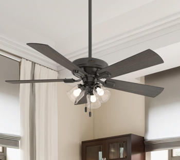 Hunter Crestfield Indoor Ceiling Fan with LED Lights and Pull Chain Control, 52in, Noble Bronze