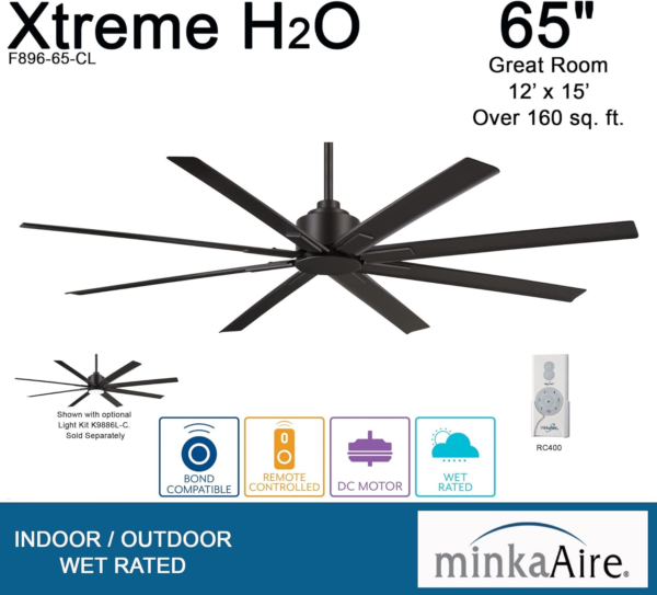 Minka-Aire F896-65-CL Xtreme H2O 65 Inch Outdoor Ceiling Fan with DC Motor - Image 5